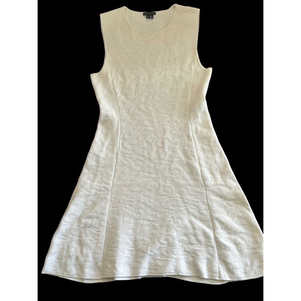 Theory Womens White Textured Jacquard Knit Sleeveless A-Line Dress Size S